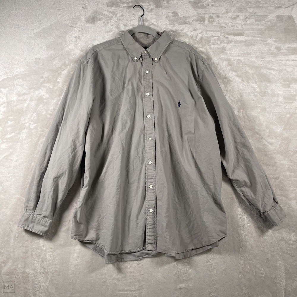 Ralph Lauren Men's Button Down‎ Shirt Long Sleeve Preppy 2XB Gray